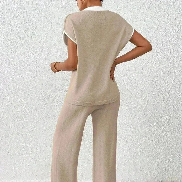 Camel Casual Women's Contrasting Color Drawstring Knitted Set - Picture 2 of 7